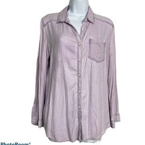 rubbish lavender purple button down long sleeve top medium